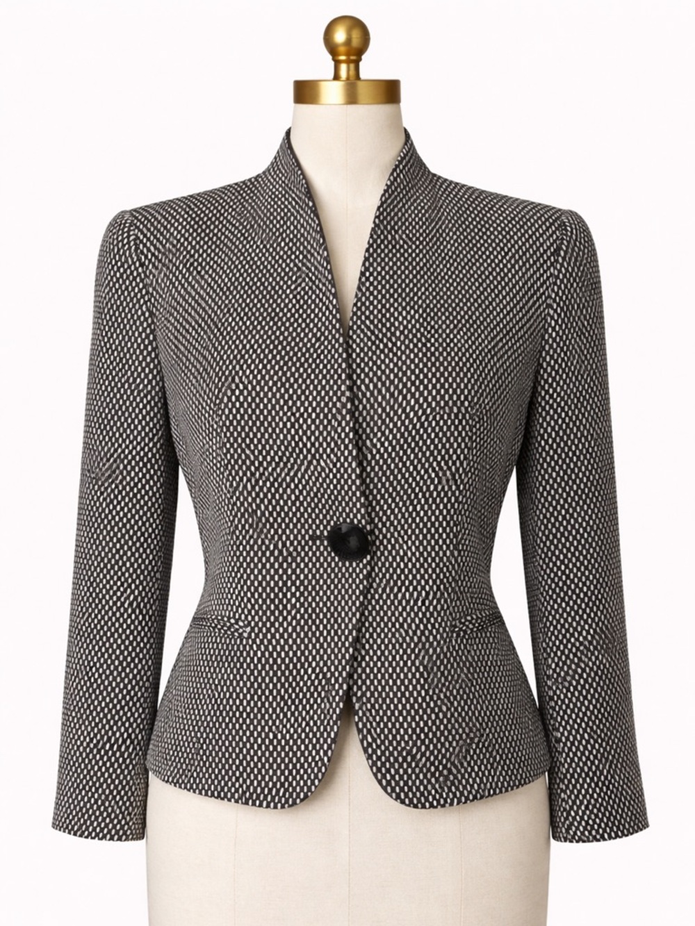 Armani Collezioni Black & White Textured Blazer Made in Italy Size 14 Luxury - Picture 3 of 9